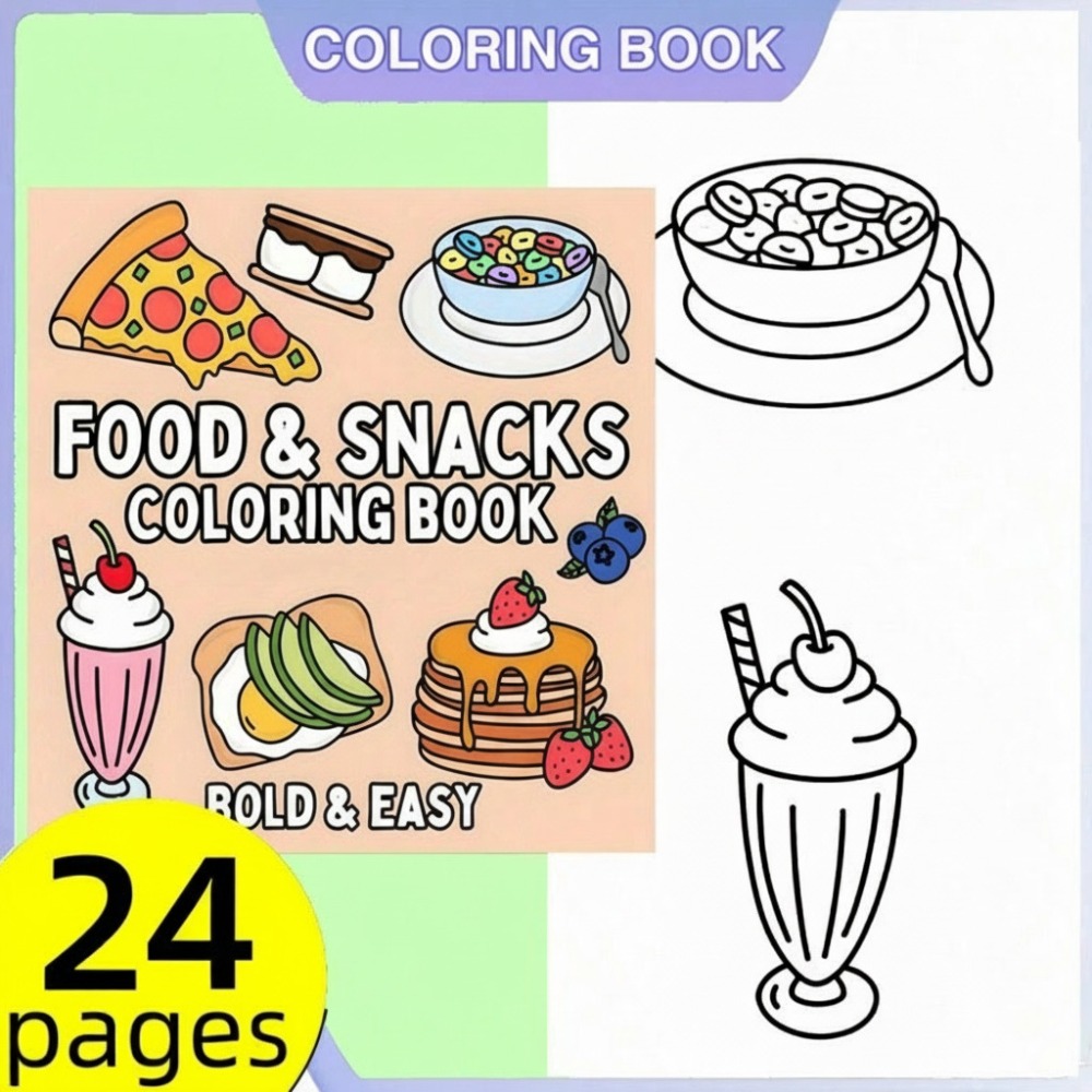 Food And Snacks Coloring Book Bold And Easy - كتاب تلوين الطعام والوجبات الخفيفة، 24