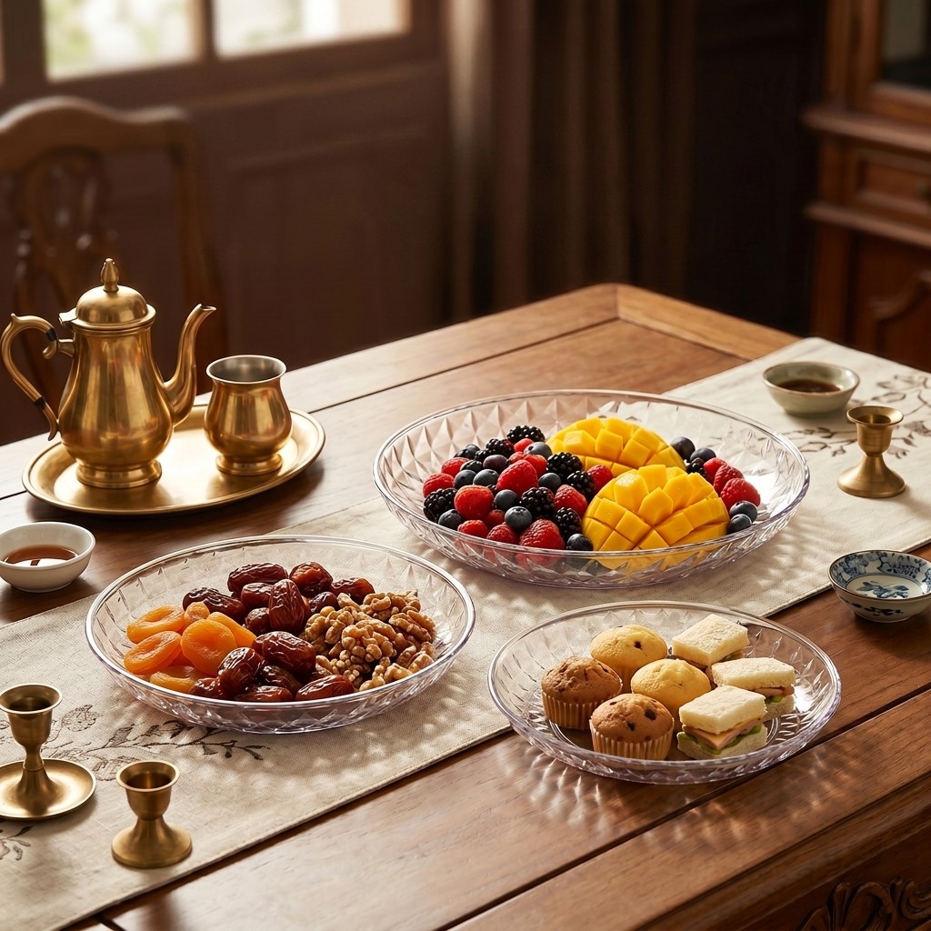 صينية تقديم بلاستيكية شفافة، ط - مراجعة Food Platter Snacks وسعره